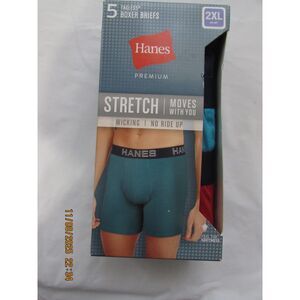 Hanes size 2xl men's underwear boxer briefs pack of 5 new tagless wicking